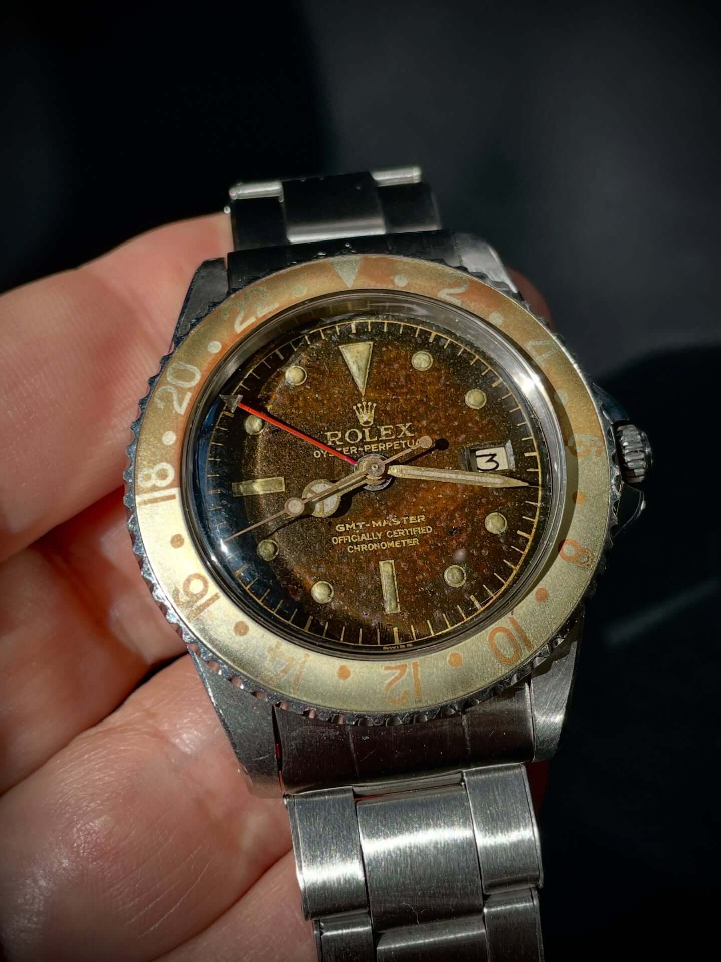 ROLEX GMT Ref.1675 Gilt Dial OCC Tropical